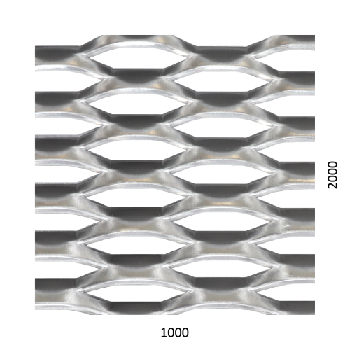 Tahokov AL, šestihranné oko, neválcované: 47x13 mm, můstek: 5 mm (1000x2000x2 mm), orientace oka: rozměr oka 47 mm je rovnoběžný s rozměrem tabule 1000 mm